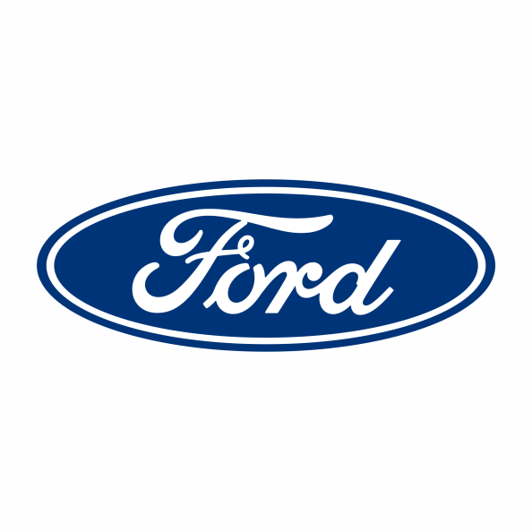 Logotipo de Ford en forma ovalada, con el nombre de la marca en letras blancas sobre un fondo azul.