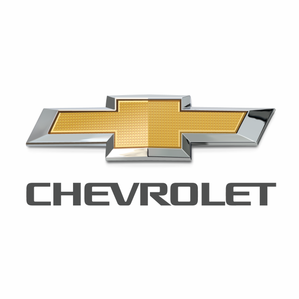 Logotipo de la marca Chevrolet, con el icónico símbolo de corbatín en color dorado y borde plateado, acompañado del nombre "CHEVROLET" en letras mayúsculas de color gris oscuro.