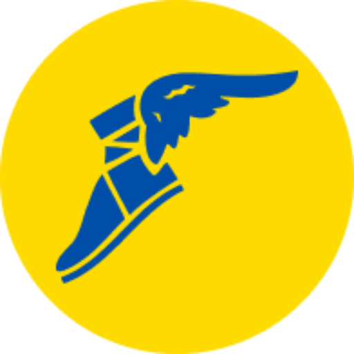 Logotip de Goodyear amb una bota amb una ala groga.